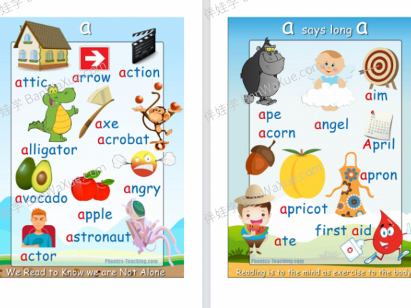 《168张自然拼读精美海报挂图 Phonics Posters》小学英语自然拼读海报素材PDF 百度云网盘下载