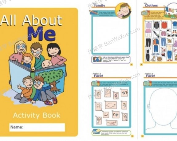 《All About me Activity Book》32页国外精美小学英语自我介绍素材PDF 百度云网盘下载