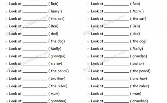《her him it 人称代词英文练习纸》2页小学语法人称代词练习 百度云网盘下载