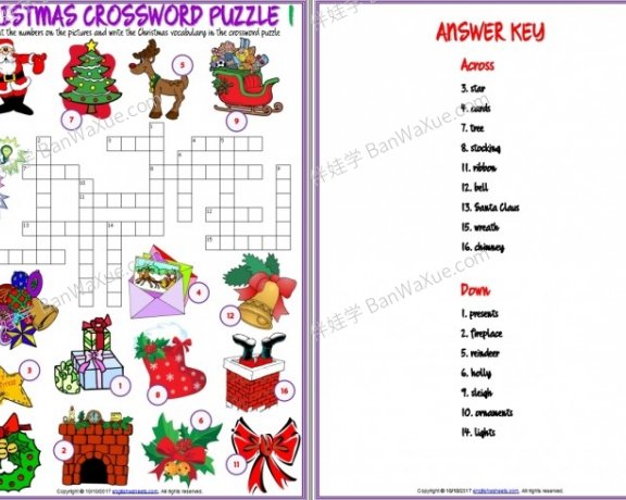 《Christmas vocabulary 圣诞词汇练习纸7份》英文练习册PDF 百度云网盘下载