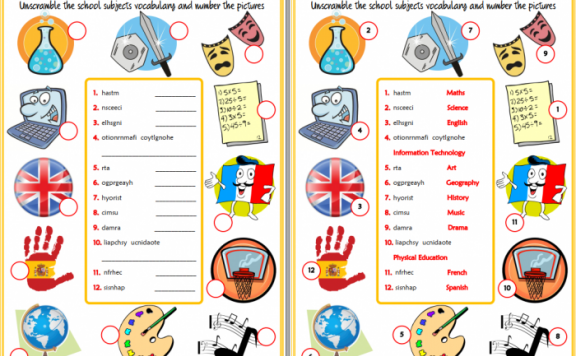 《SCHOOL SUBJECTS WORKSHEETS》学校主题英语练习纸PDF 百度云网盘下载