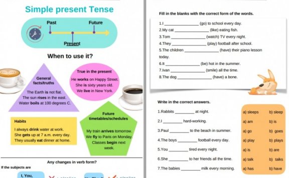 《一般现在时语法练习 Simple Present Tense》5页小学英语语法练习册PDF 百度云网盘下载