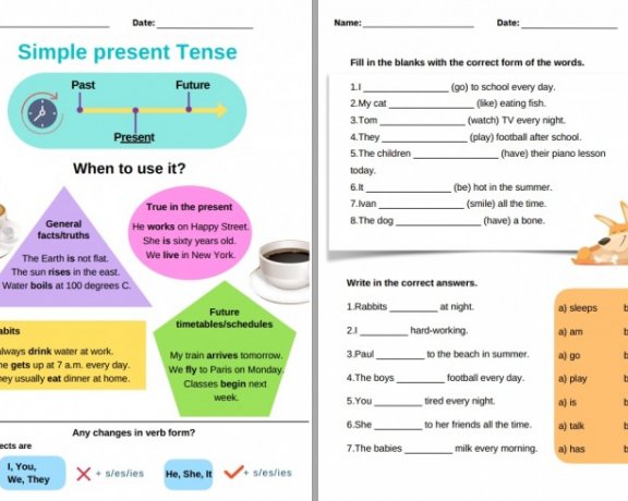 《一般现在时语法练习 Simple Present Tense》5页小学英语语法练习册PDF 百度云网盘下载