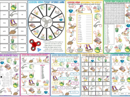 《Worksheets & Flashcards: Cooking Verbs》9份烹饪动词练习册与闪卡PDF 百度云网盘下载