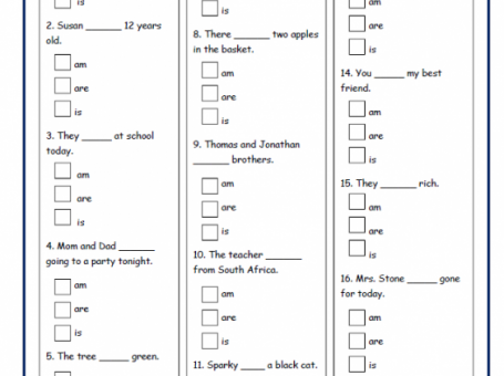 《amisare》小学语法be动词练习纸 Worksheets PDF&WORD 百度云网盘下载