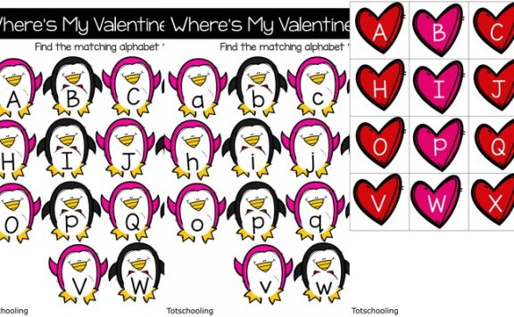 《Alphabet Matching Mat Valentine Penguins》情人节企鹅字母配对垫 百度云网盘下载